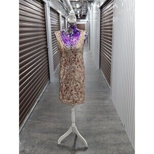 Carla Conti Italy Rose Gold Sequin Floral Art Deco Mini Dress Quiet Luxury NEW